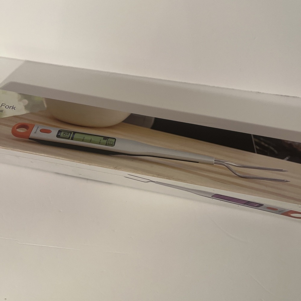 Brookstone Digital Chef's Fork Grill Perfection Thermometer 560383 Silver Orange